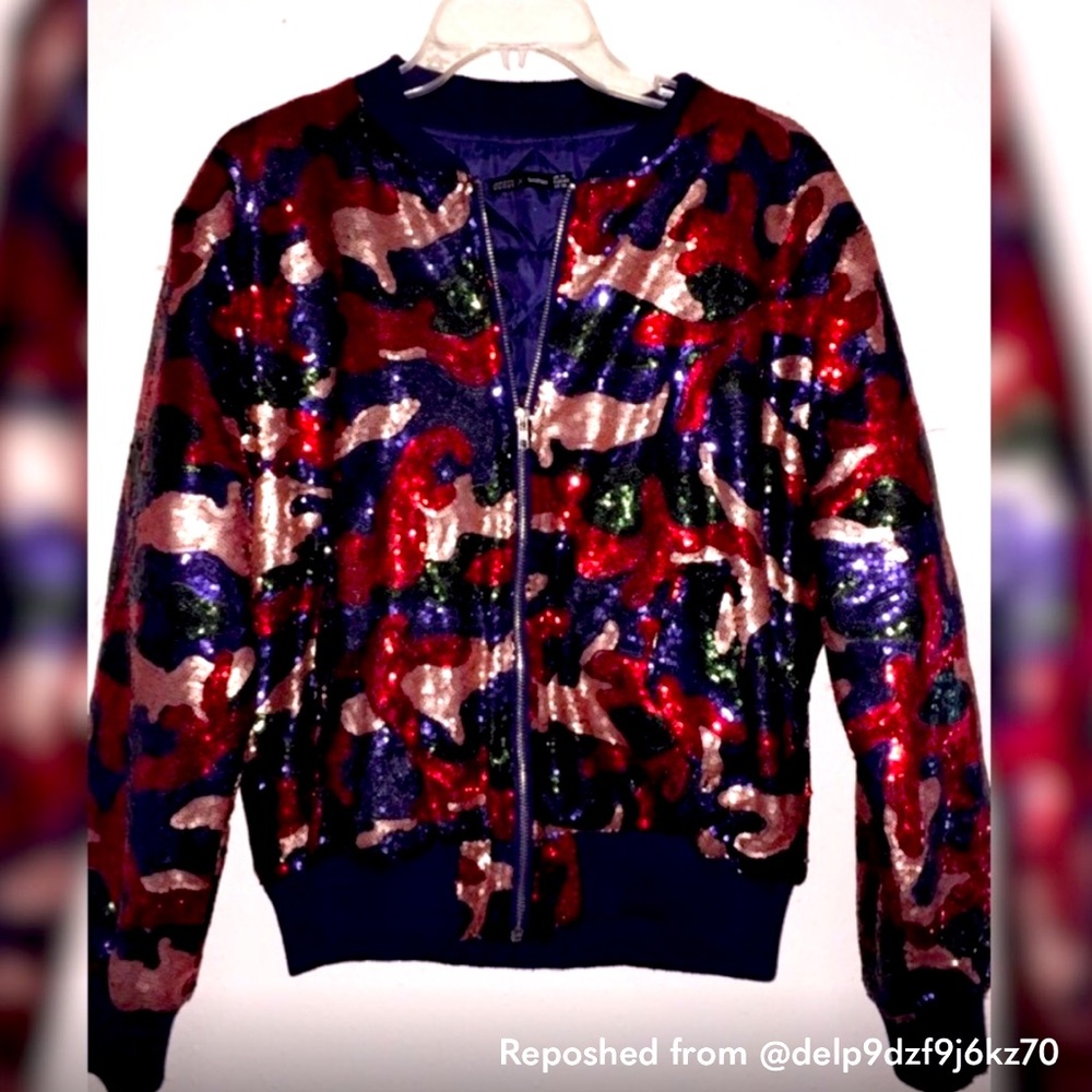 Jordyn Woods x Boohoo Sequin Camo Bomber Jacket
